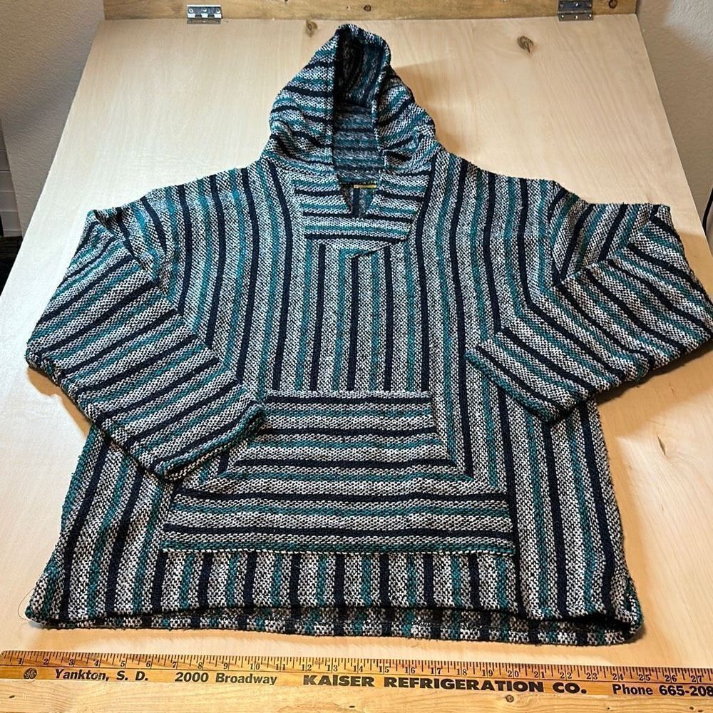 Baja Joe Poncho Jacket Mens‎ XLarge Rug Pullover Hoodie Sweatshirt Multicolor